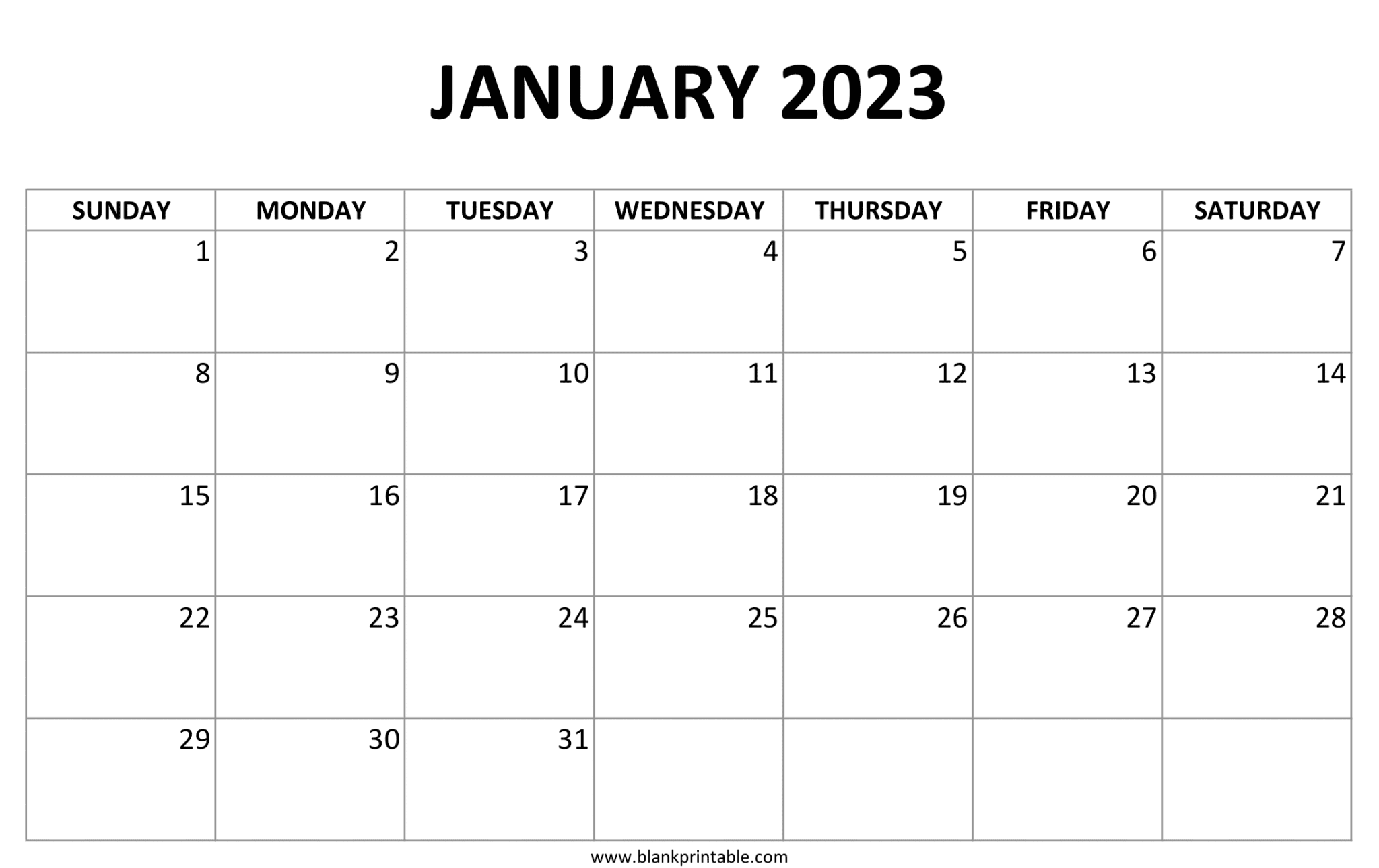 January 2023 Calendar Printable with Holidays USA | Monday Start, Notes