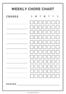 Weekly Chore Chart for Kids Printable PDF | Age Appropriate Chores List