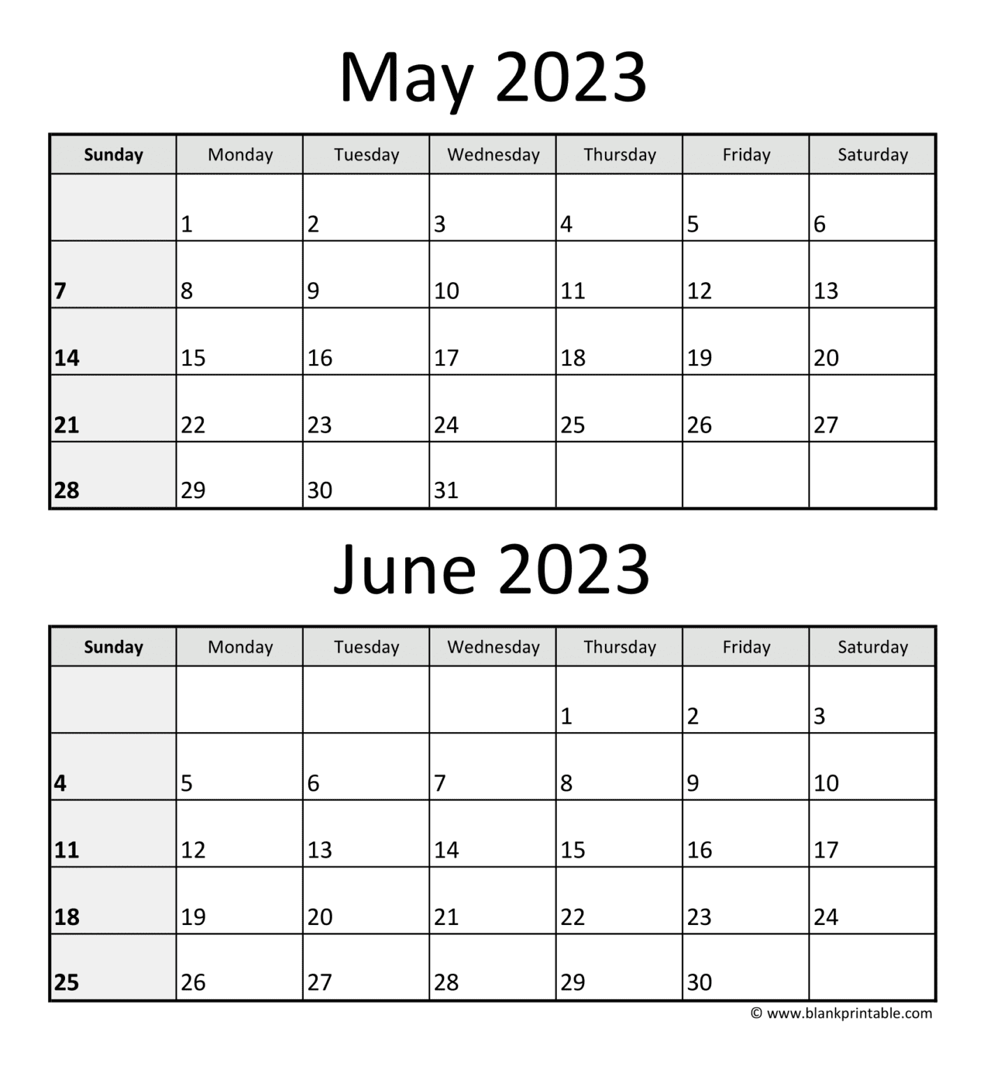 May June 2023 Calendar Printable Template: Two-month Planner