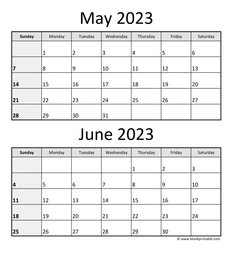 May June 2023 Calendar Printable Template: Two-month Planner