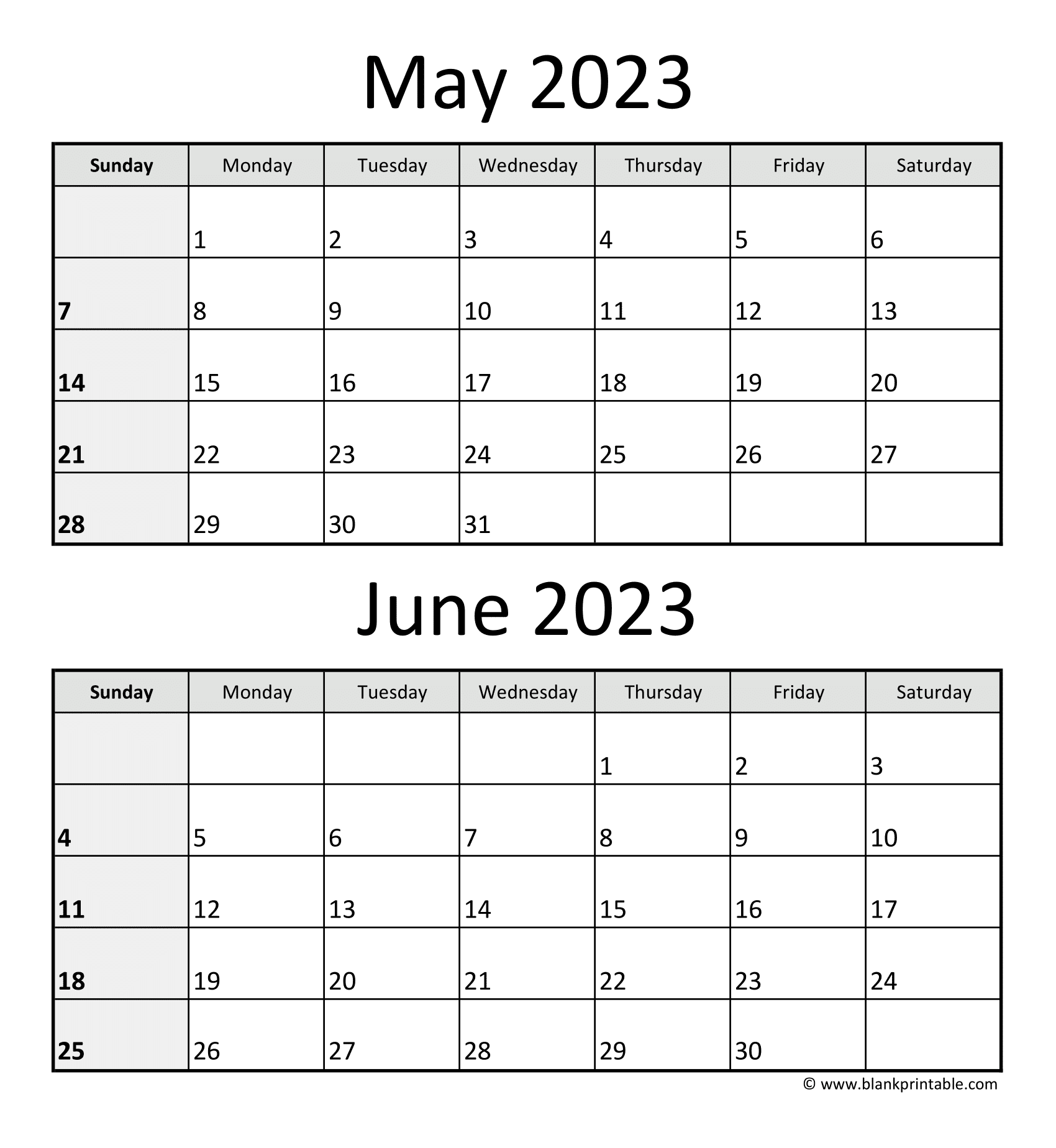 May June 2023 Calendar Printable Template: Two-month Planner