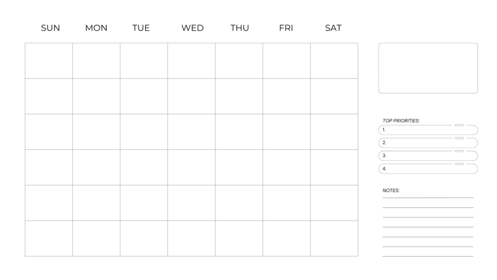 10 Best Free Printable Blank Monthly Calendar Template