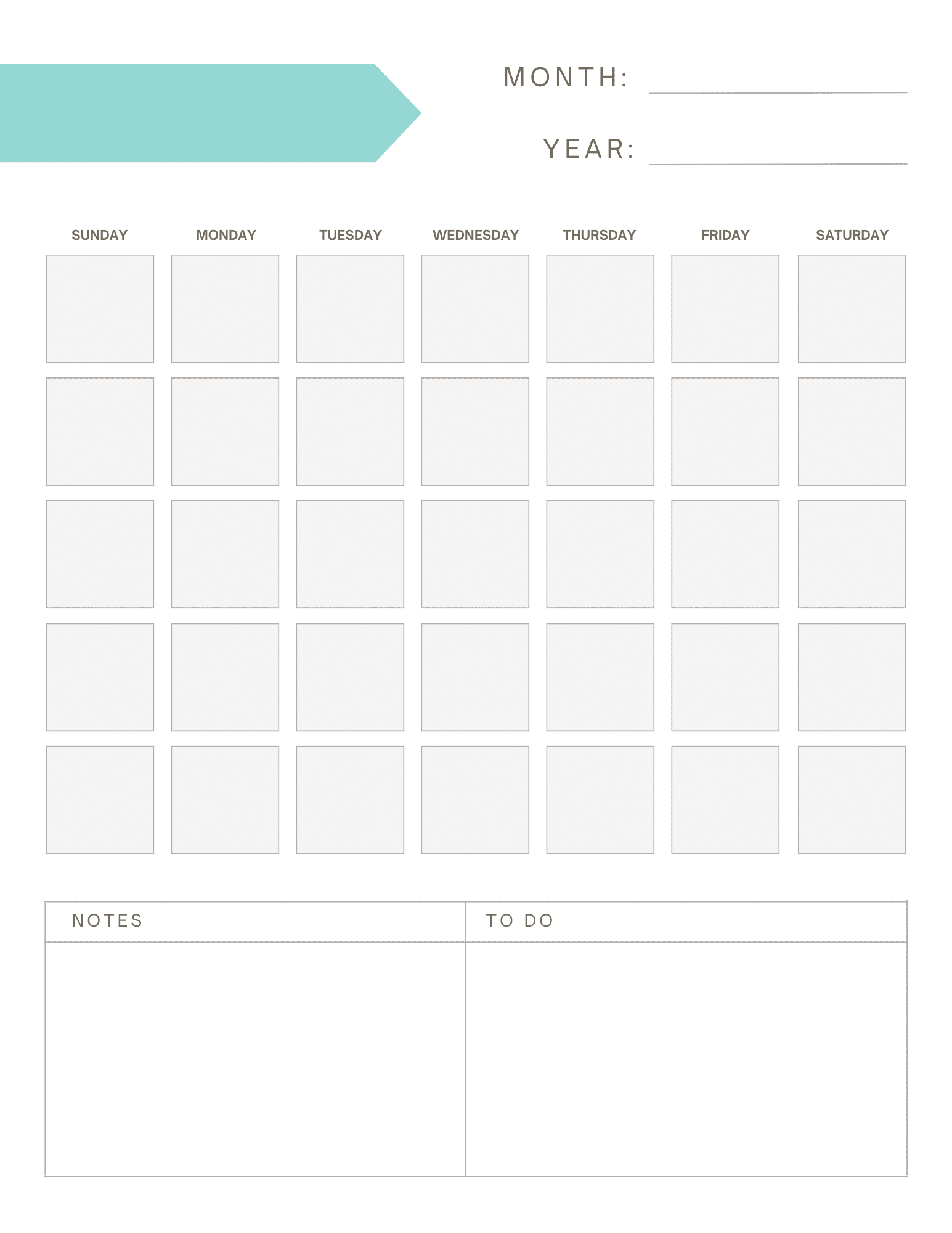 10 Best Free Printable Blank Monthly Calendar Template 7996