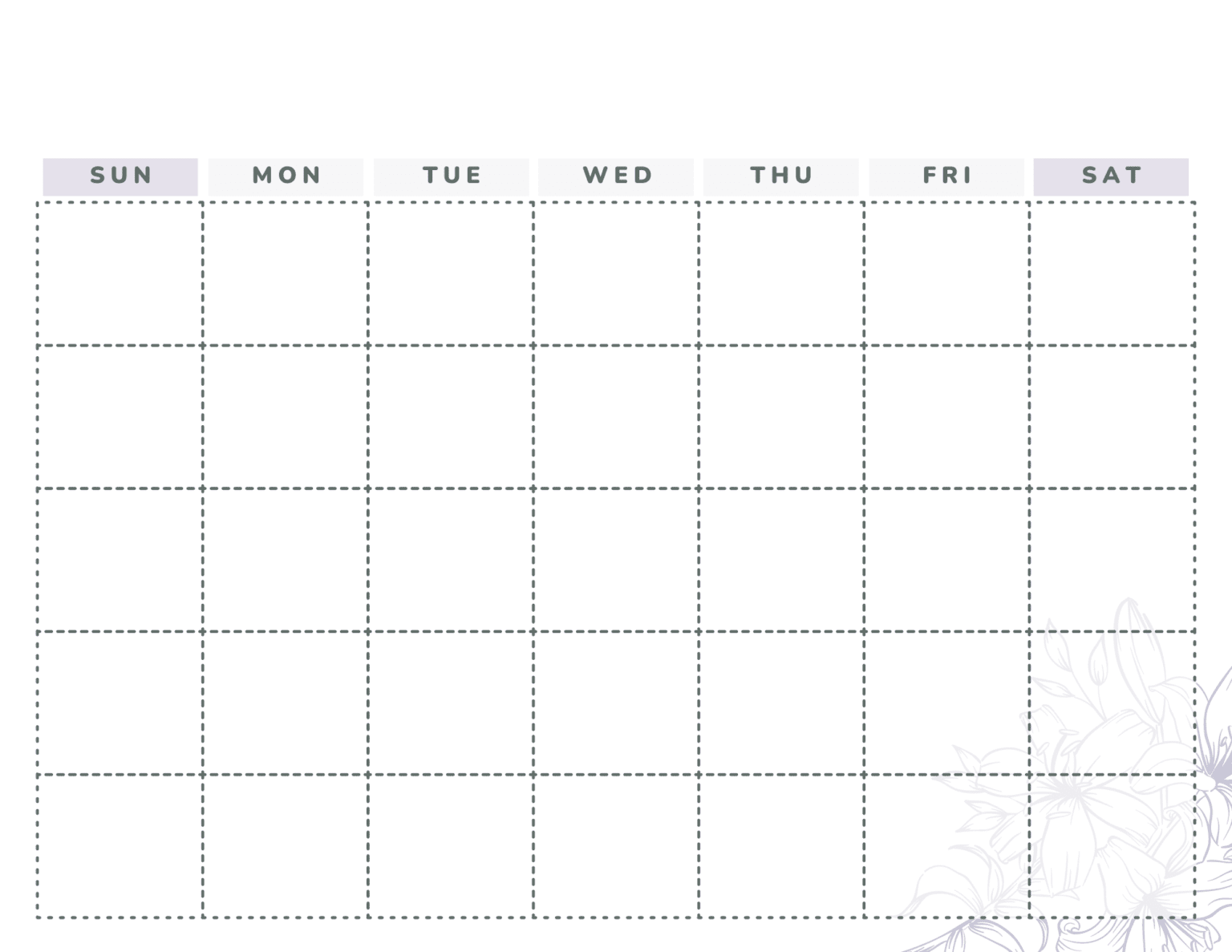 10 Best Free Printable Blank Monthly Calendar Template